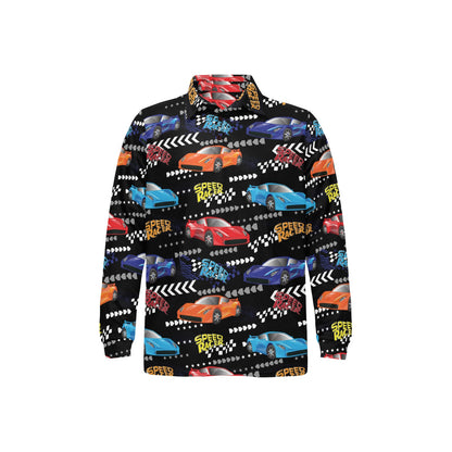 Racing Pattern Print Design A05 Long Sleeve Polo Shirt For Men's
