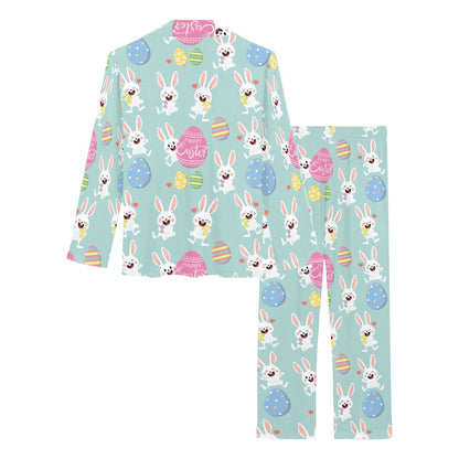 Easter Eggs Pattern Print Design RB014 Women's Long Pajama Set