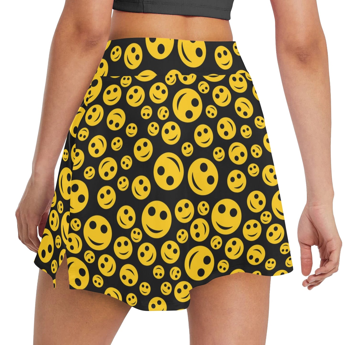 Smiley Face Emoji Print Design LKS304 17" Golf & Pickleball Skort with Pockets
