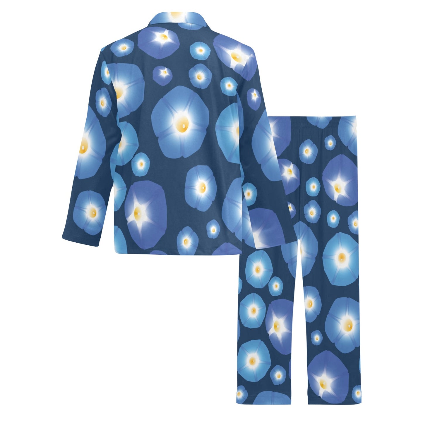 Morning Glory Pattern Print Design 02 Men's Long Pajama Set