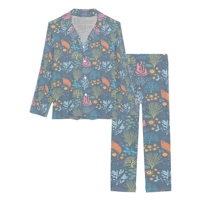 Seaweed Print Design LKS304 Women's Long Pajama Set