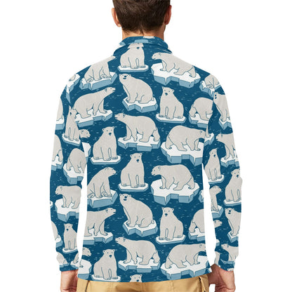 Polar Bear Pattern Print Design PB03 Long Sleeve Polo Shirt For Men's