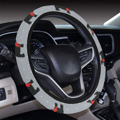 Scottish Christmas Themed Terriers Print Design LKS3018 Steering Wheel Cover with Elastic Edge