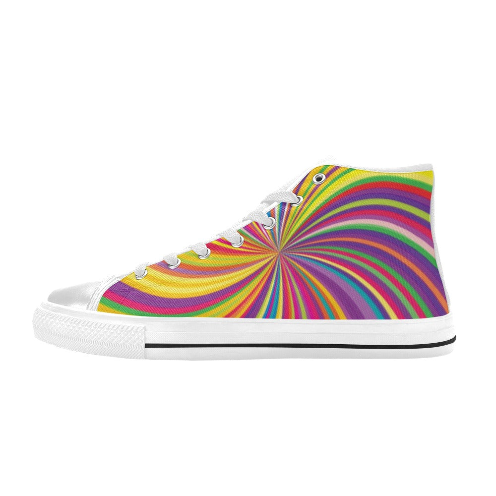 Vortex Print Design LKS301 Men's High Top Canvas Shoes