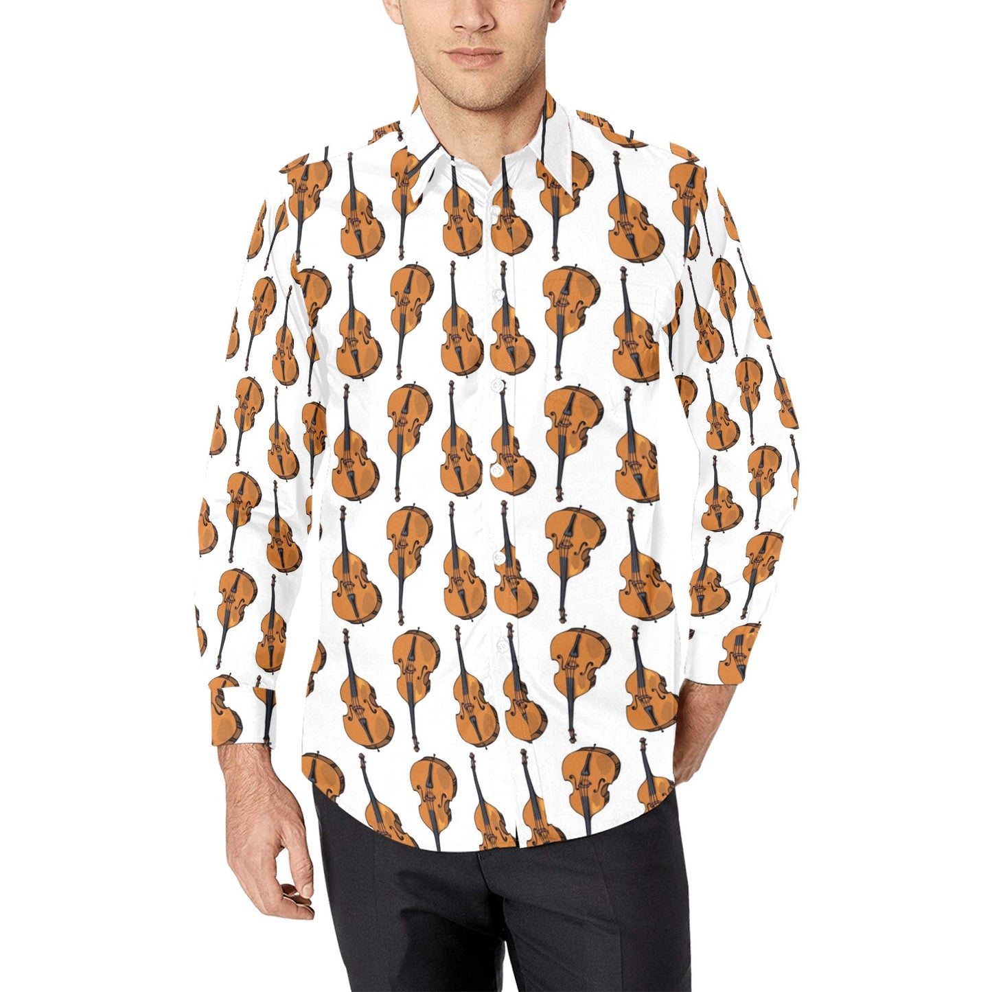 Cello Print Design LKS403 Men's Long Sleeve Dress Shirt