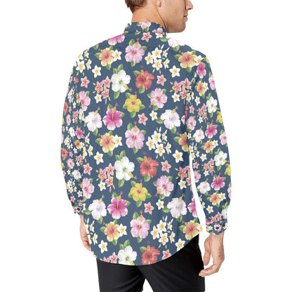 Hibiscus Sweet Print Design LKS304 Men's Long Sleeve Dress Shirt