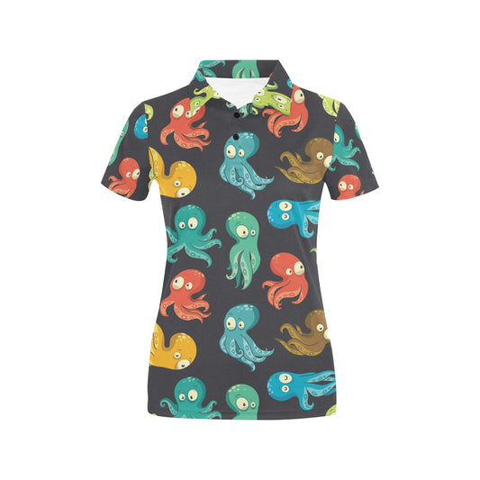 Octopus Pattern Print Design A01 Women's Polo Shirt