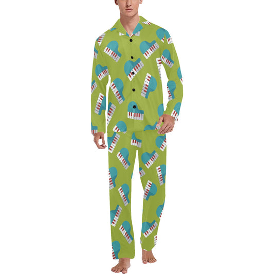 Piano Pattern Print Design 03 Men's Long Pajama Set