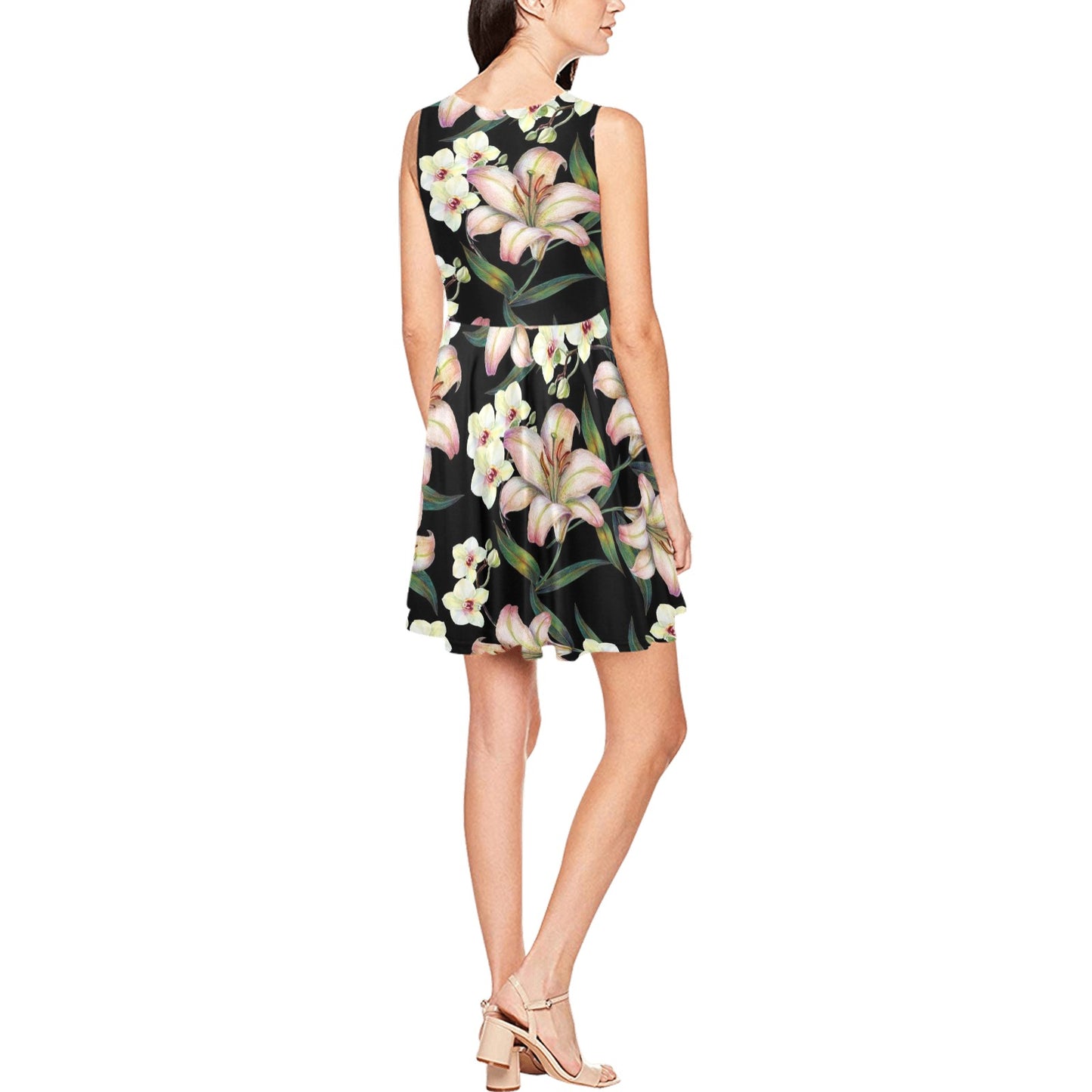 Lily Pattern Print Design LY03 Sleeveless Dress