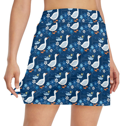 Goose Print Design LKS405 17" Golf & Pickleball Skort with Pockets