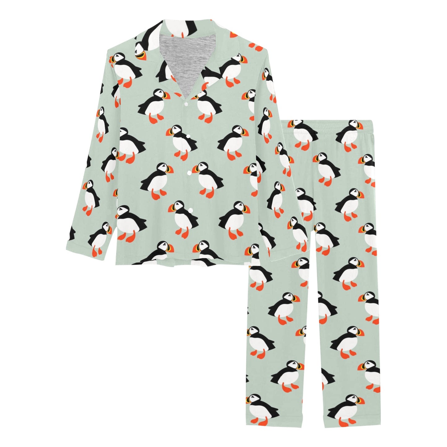 Puffin Pattern Print Design A03 Women's Long Pajama Set