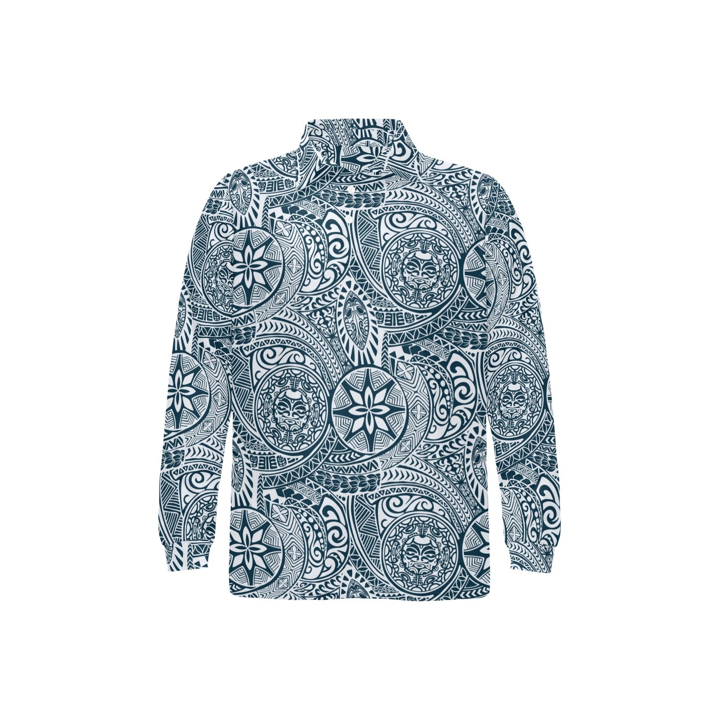 Samoan Pattern Print Design LKS306 Long Sleeve Polo Shirt For Men's