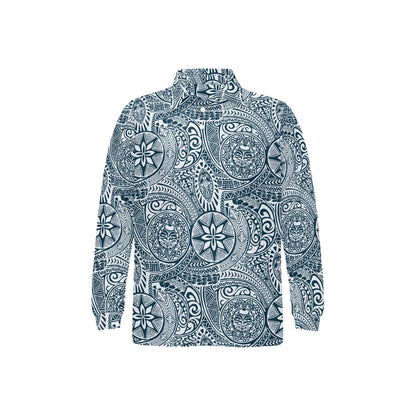 Samoan Pattern Print Design LKS306 Long Sleeve Polo Shirt For Men's