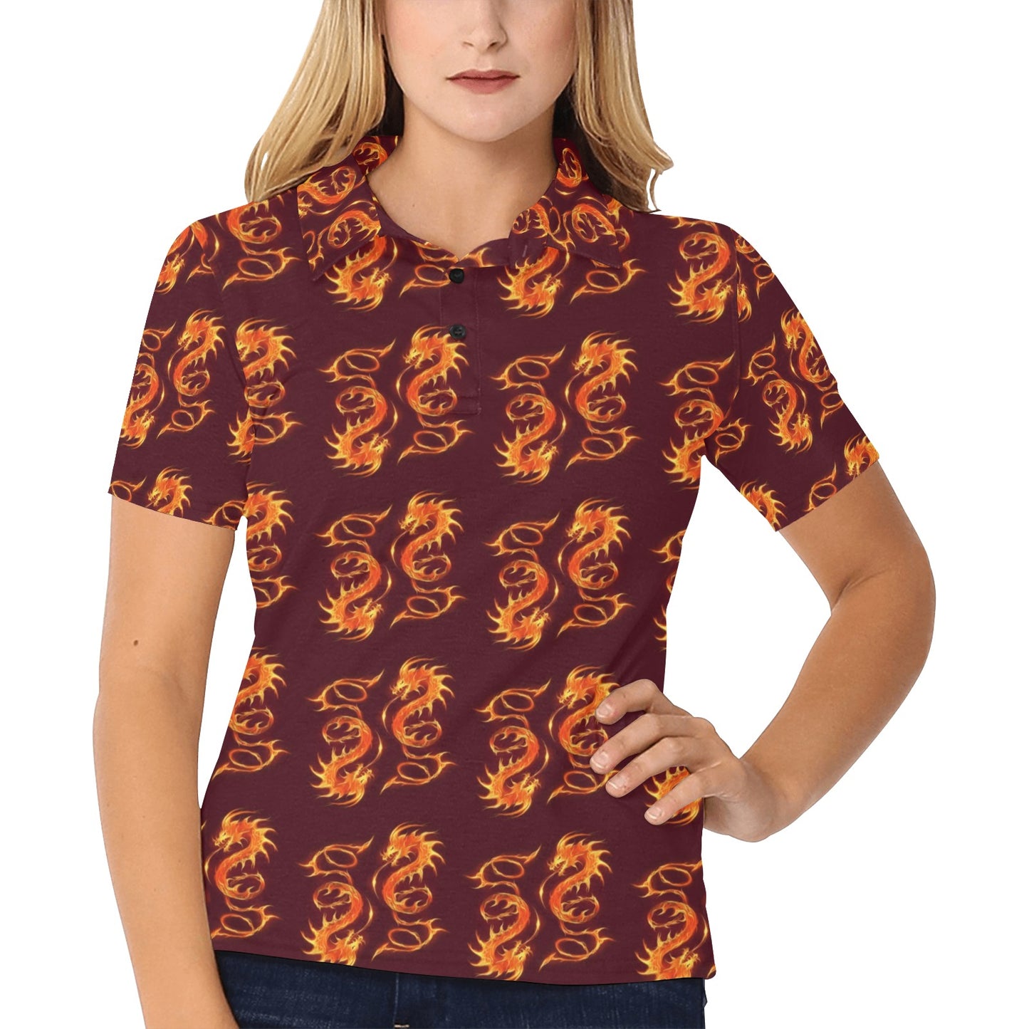 Dragons Fire Design Women's Polo Shirt