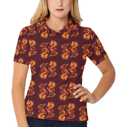 Dragons Fire Design Women's Polo Shirt