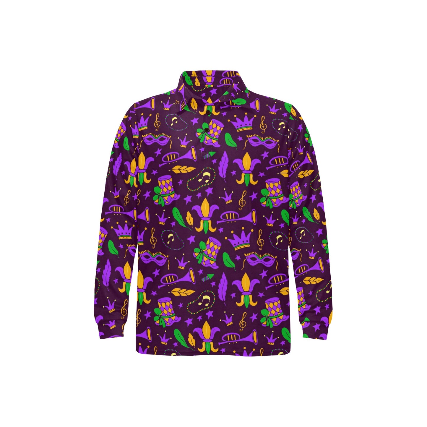 Mardi Gras Pattern Print Design 08 Long Sleeve Polo Shirt For Men's