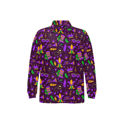Mardi Gras Pattern Print Design 08 Long Sleeve Polo Shirt For Men's