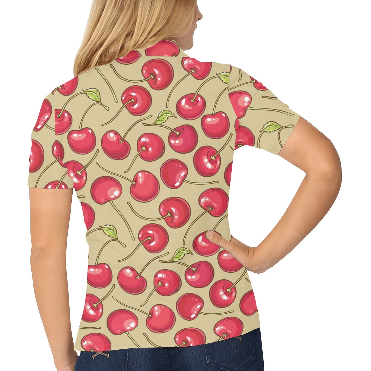Cherry Pattern Print Design CH05 Women's Polo Shirt