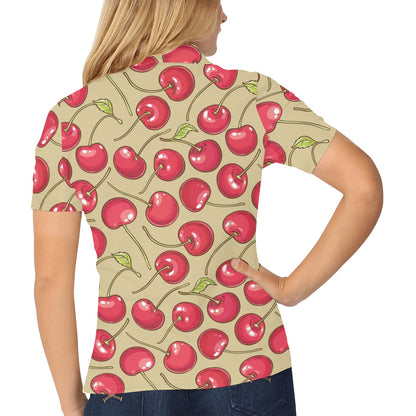 Cherry Pattern Print Design CH05 Women's Polo Shirt
