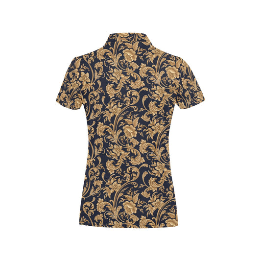 Baroque Golden Pattern Print Design 03 Women's Polo Shirt