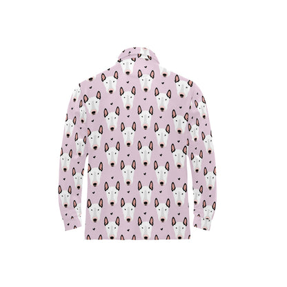 Bull Terrier Pink Print Pattern Long Sleeve Polo Shirt For Men's