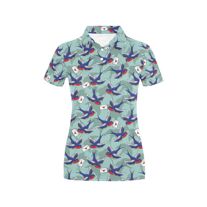 Swallow Bird Pattern Print Design 02 Women's Polo Shirt