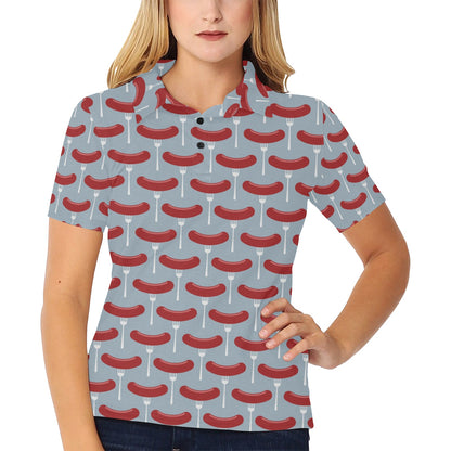 Sausage Print Design LKS301 Women's Polo Shirt
