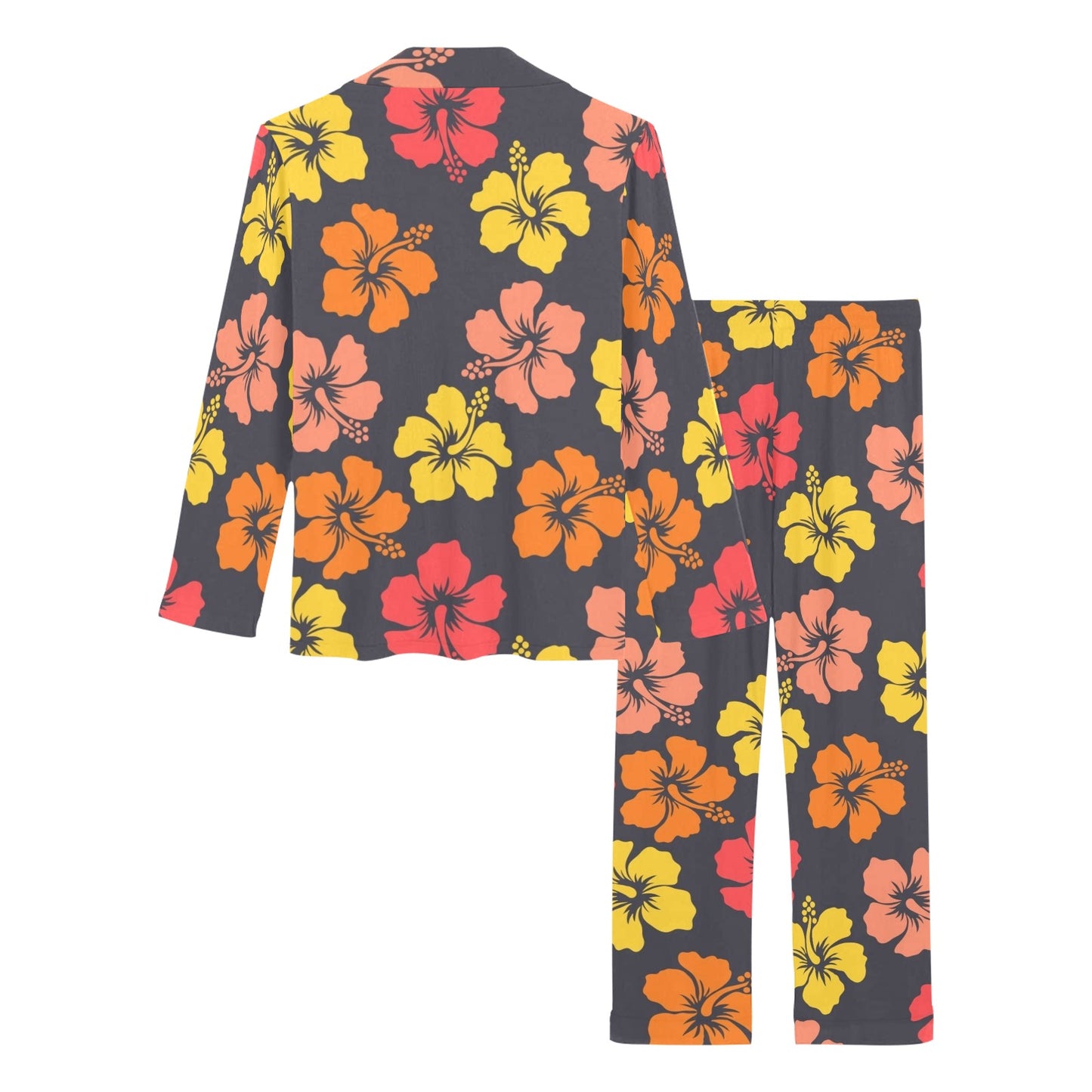 Hibiscus Pattern Print Design HB024 Women's Long Pajama Set