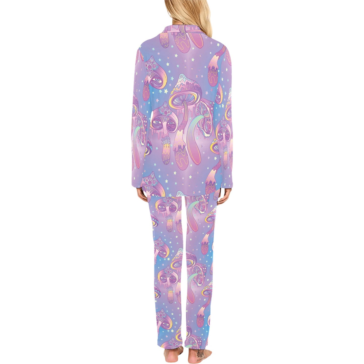 Psychedelic Mushroom Pattern Print Design A01 Women's Long Pajama Set