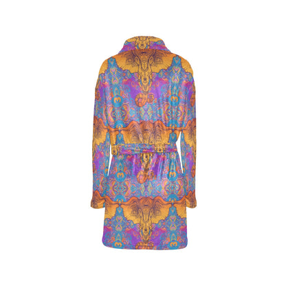 Gold Elephant Indian Women's Fleece Robe