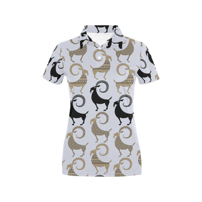 Goat Pattern Print Design 03 Women's Polo Shirt