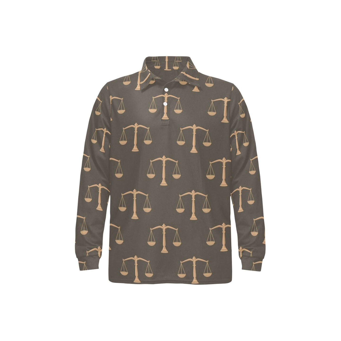 Libra Pattern Print Design 01 Long Sleeve Polo Shirt For Men's