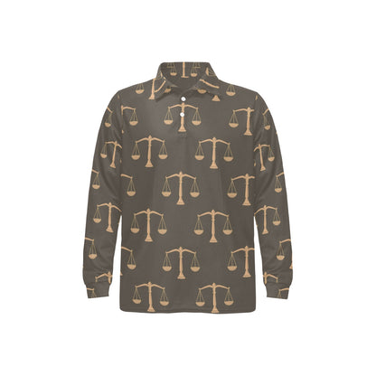 Libra Pattern Print Design 01 Long Sleeve Polo Shirt For Men's