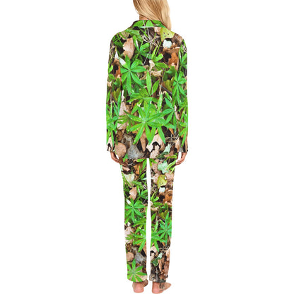 Camouflage Realistic Tree Fresh Print Women's Long Pajama Set