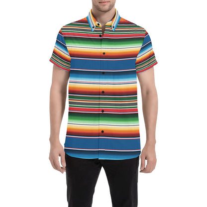 Serape Print Design LKS303 Men Short Sleeve Button Up Shirt