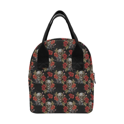 Spider Web Skull Rose Print Design LKS305 Insulated Lunch Bag
