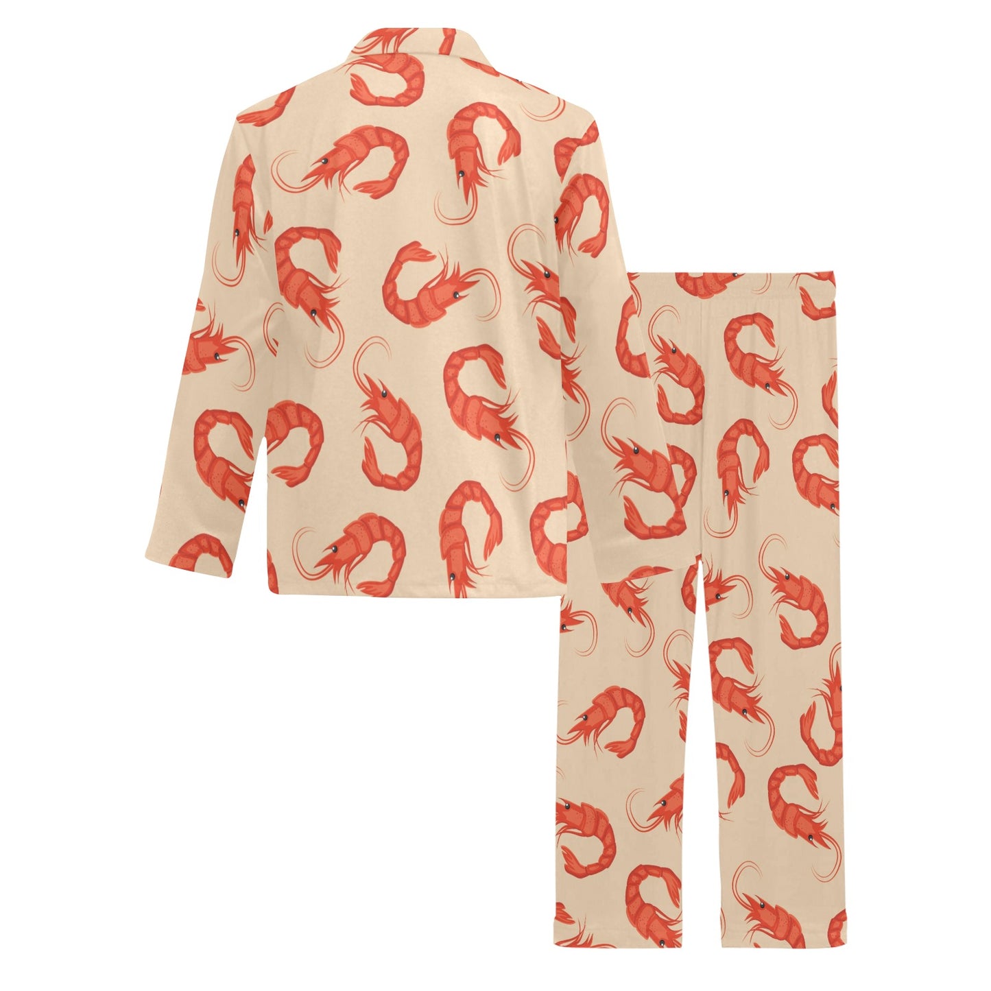 Prawn Pattern Print Design 02 Men's Long Pajama Set
