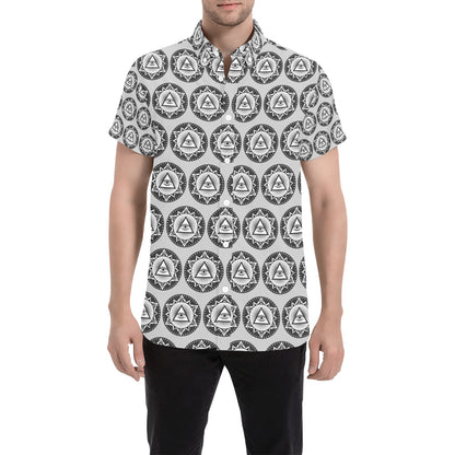 Third Eye Print Design LKS301 Men Short Sleeve Button Up Shirt