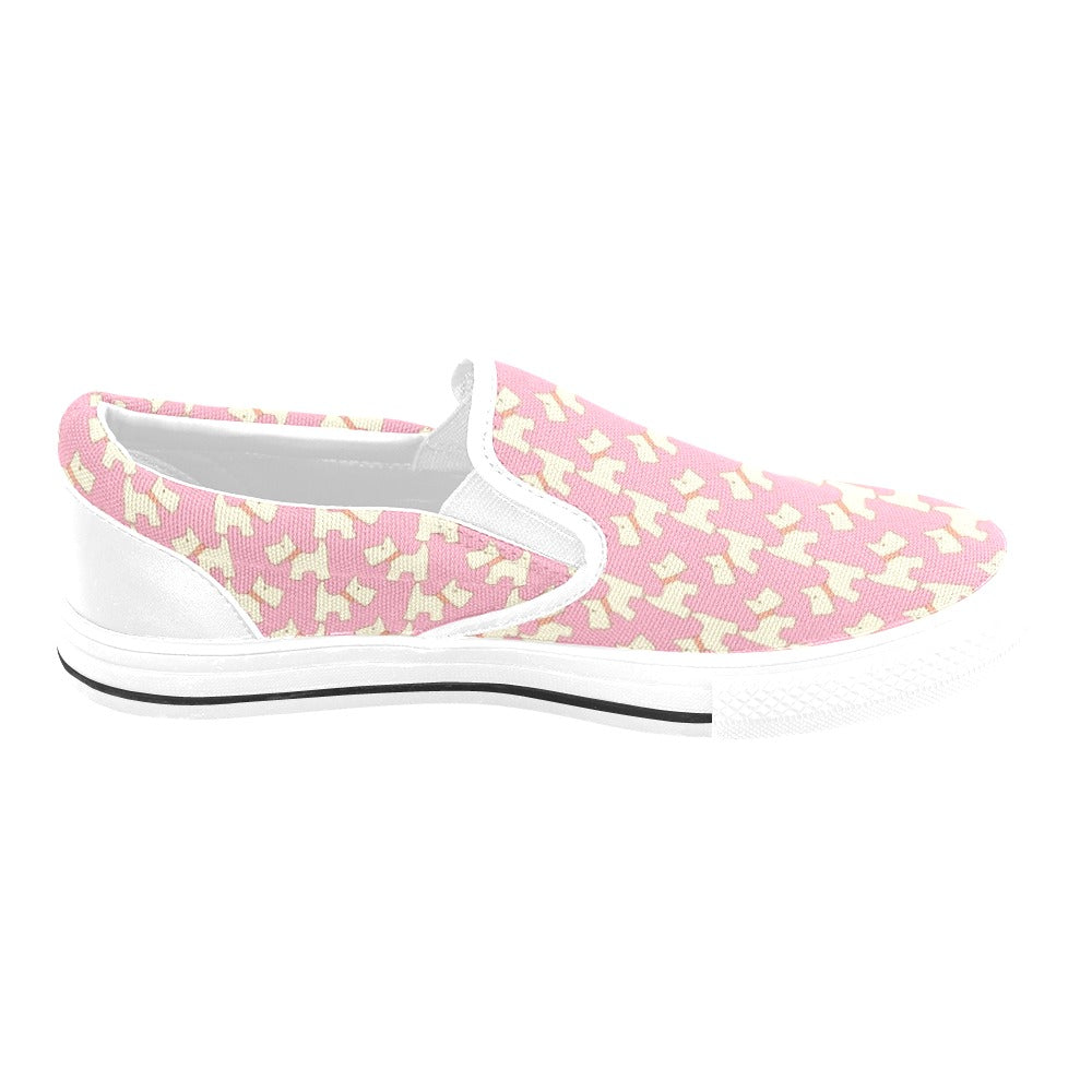 Scottish Terriers Print Design LKS306 White Slip Ons Canvas Women's Shoes