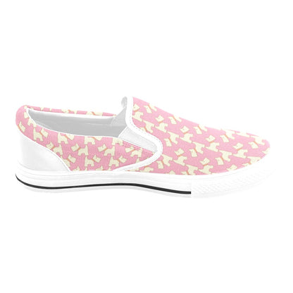 Scottish Terriers Print Design LKS306 White Slip Ons Canvas Women's Shoes