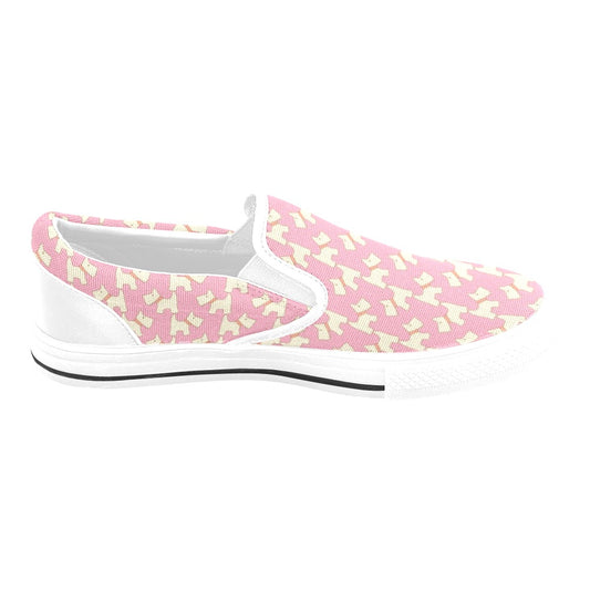 Scottish Terriers Print Design LKS306 White Slip Ons Canvas Women's Shoes