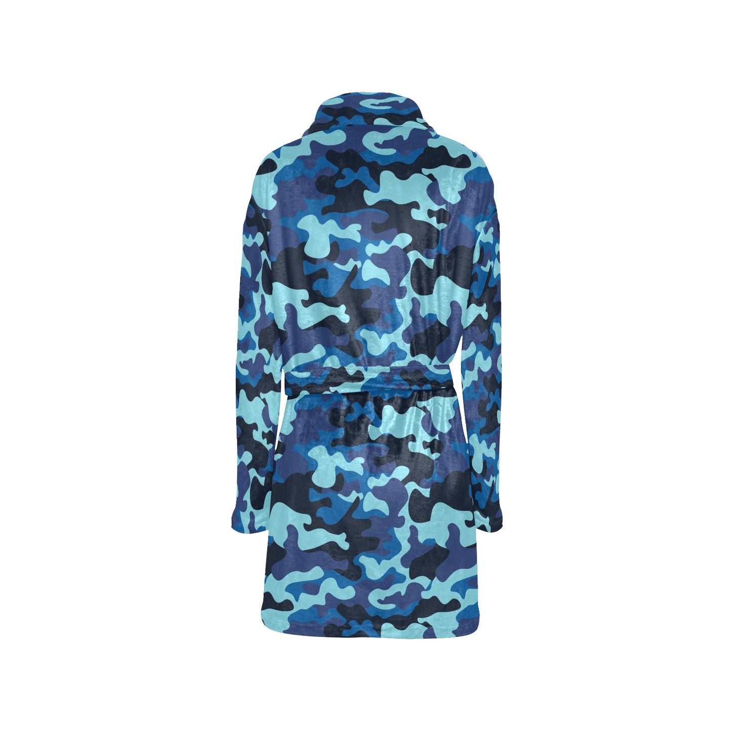 Camo Blue Pattern Print Design 04 Women's Fleece Robe