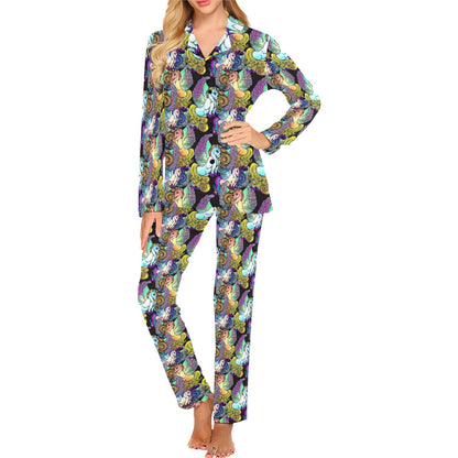 Unicorn With Wings Print Pattern Women's Long Pajama Set