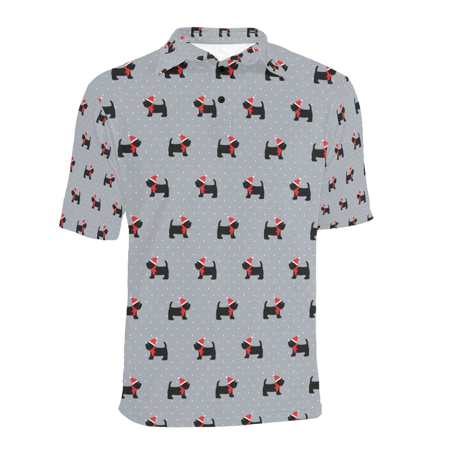 Scottish Christmas Themed Terriers Print Design LKS3018 Men Polo Shirt