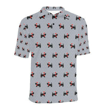 Scottish Christmas Themed Terriers Print Design LKS3018 Men Polo Shirt