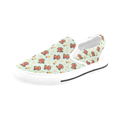 Thanksgiving Print Design LKS309 White Slip Ons Canvas Women's Shoes