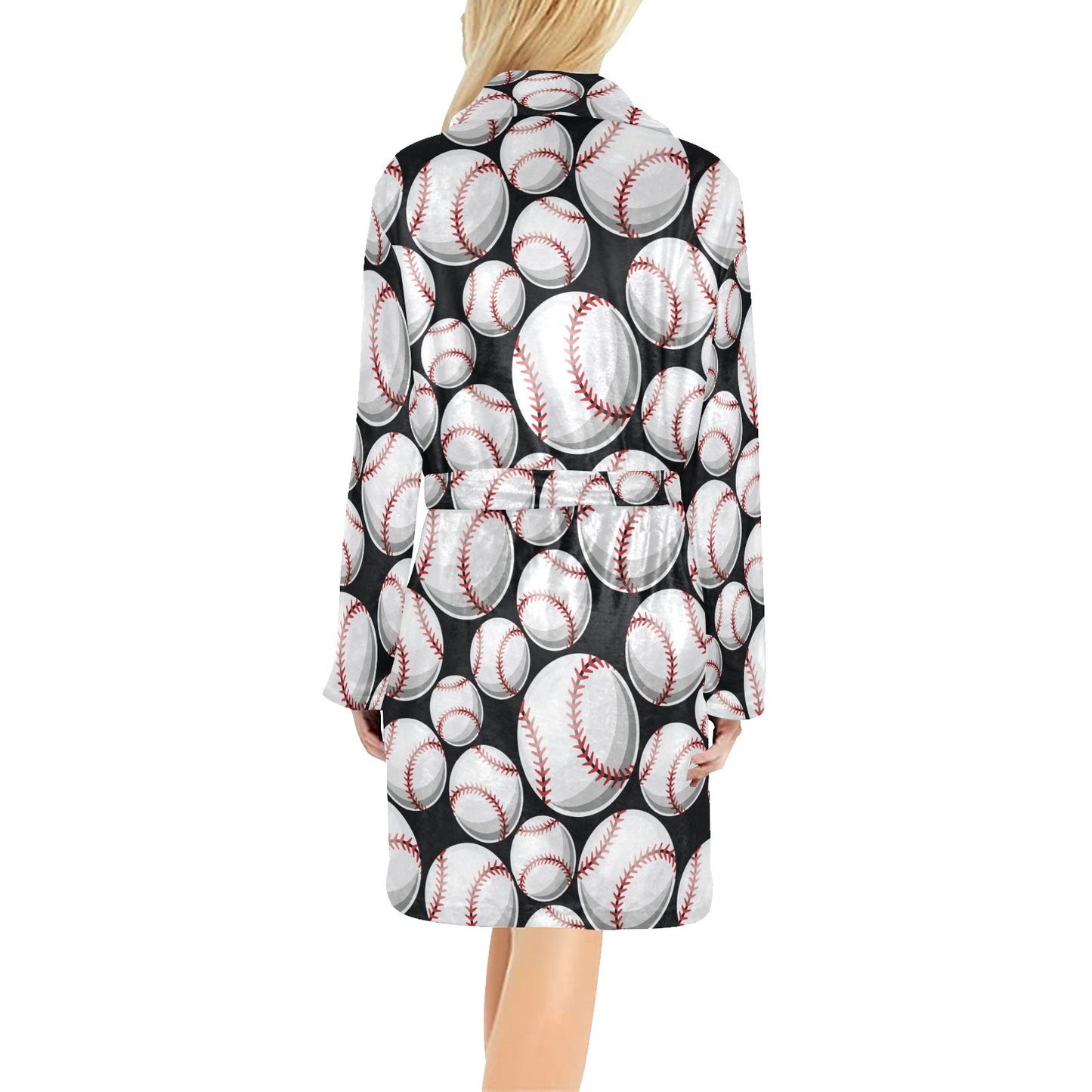 Baseball Black Background Women's Fleece Robe