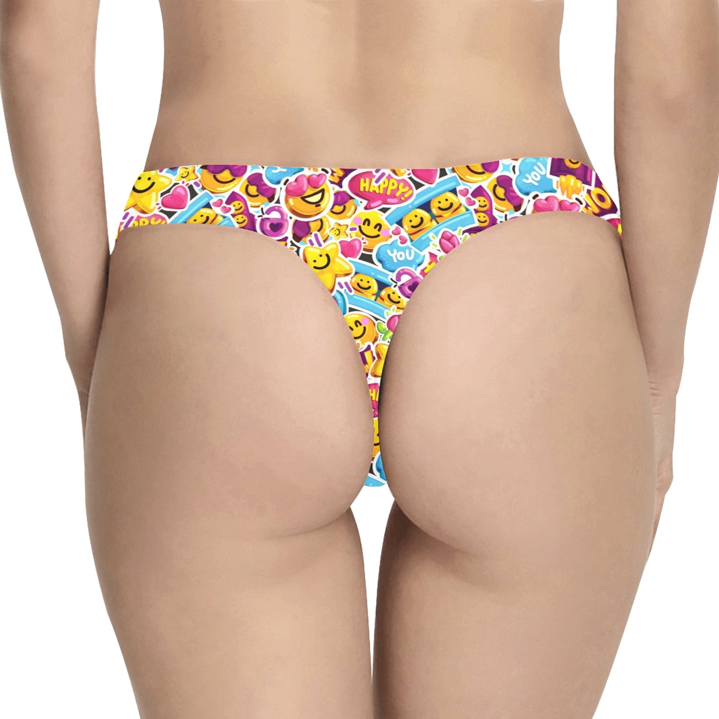 Emoji Sticker Print Pattern Women's Thongs