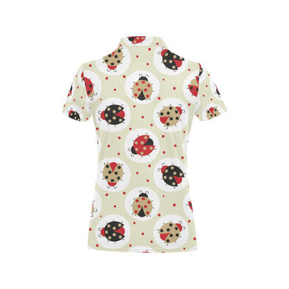 Ladybug Pattern Print Design 03 Women's Polo Shirt