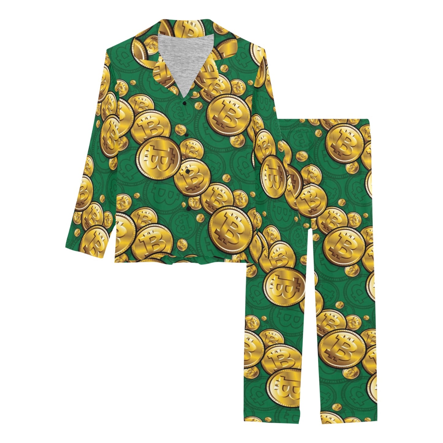 Bitcoin Pattern Print Design DO02 Women's Long Pajama Set